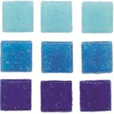 Glorex Hobby mozaiek steentjes/tegeltjes - starters pakket - vierkant - 60x stuks - blauw - 2 x 2 cm