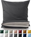 Blumtal Housse de couette bicolore - Linge de lit de luxe - 140 x 200 cm - 1 taie d'oreiller 40 x 80 cm - Anthracite et gris clair