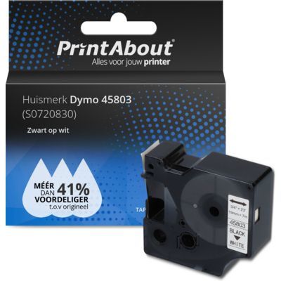 PrintAbout Tape 45803 - Black on White (19mm) - Compatible with Dymo