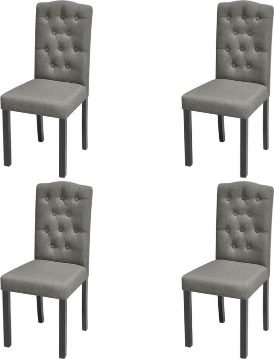 vidaXL Eetkamerstoelen 4 stuks stof grijs
