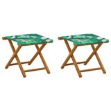 vidaXL Ligstoel 2 pcs massief eucalyptushout Bladpatroon