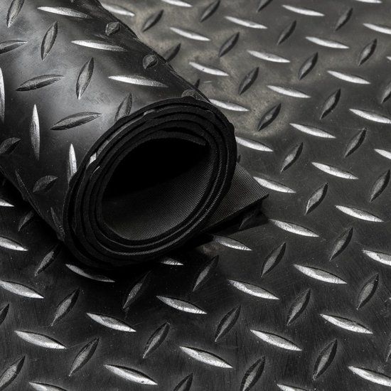 IVOL Rubber loper / rubbermat op rol Diamant 3mm - Breedte 160 cm - Zwart - 5601570624617