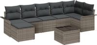 vidaXL Tuinbank - Set - 8 - st - Grijs - poly - rattan