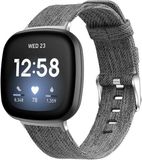 Strap-it Geweven nylon / canvas bandje - Geschikt voor Fitbit Versa 3 / Fitbit Sense - grijs mix - Maat: Maat S