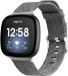 Strap-it Geweven nylon / canvas bandje - Geschikt voor Fitbit Versa 3 / Fitbit Sense - grijs mix - Maat: Maat S