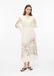 Comma Jurk lichtbeige met volant en trompetmouwtjes
