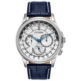 Citizen Calendrier heren polshorloge 44mm zonne-energie BU2020-02A, Blauwe armband, witte wijzerplaat, Chronograaf