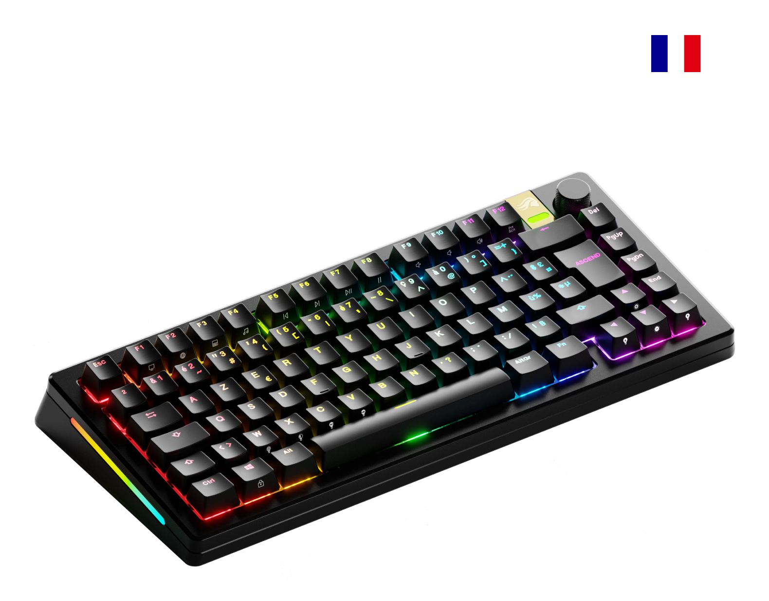 Glorious Gaming GMMK 3 PRO HE 75% Prebuilt Toetsenbord Gamen USB + Bluetooth AZERTY Frans Zwart