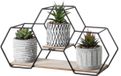 Unyqoos Moderne Set van 3 Kunstplant Geometrisch met Metalen en Houten Stand voor Woondecoratie