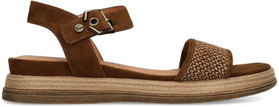 No Stress - Dames - Bruine leren plateau sandalen - Maat 38