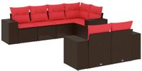 vidaXL 7-delige tuinbankset met kussens, bruin polyrotan