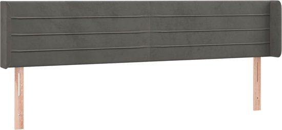 vidaXL Hoofdbord met randen 203x16x78/88 cm fluweel donkergrijs