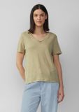 s.Oliver T-shirt V-hals Linnen Korte mouw Lichtbruin Maat 38