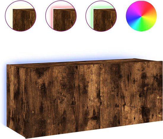 vidaXL Tv-wandmeubel met LED-verlichting 100x35x41 cm gerookt eiken