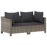 vidaXL 2-delige tuinloungeset met kussens, grijs, polyrattan