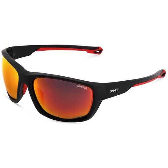 SINNER Nirapi - Zonnebril - Polariserende SINTEC® lenzen - Mat zwart/ rood - Unisex - One size - BIO based frame