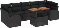 vidaXL Tuinbank - Set - 8 - st - Zwart - Poly - rattan
