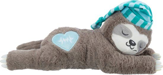 Trixie - Pluche Luiaard - Grijs - Met Heartbeat - Voor Puppy - 34 cm