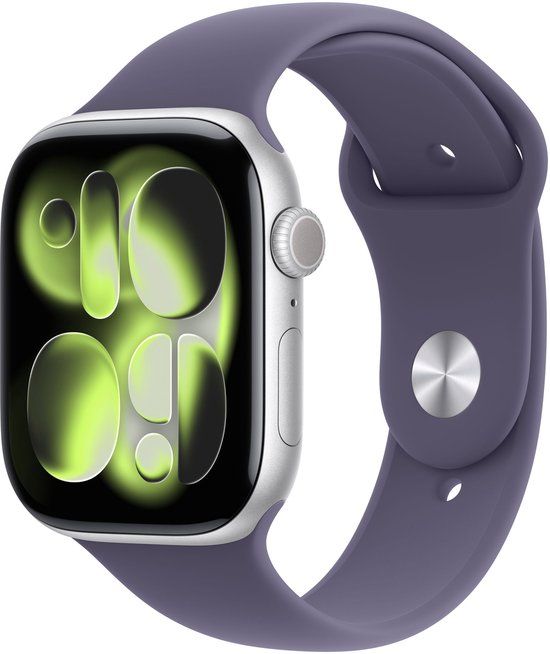 Apple Watch Series 11 OLED 46mm Smartwatch - Silver Case with Purple Band - S/M