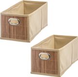 5five Opbergmand/kastmand - 3x - beige - linnen/bamboe - 15 x 14 x 31 cm - 6.5 liter