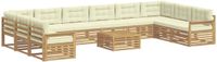 vidaXL Ensemble de canapés, 11 pièces, blanc et crème, bois d'acacia