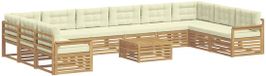 vidaXL Ensemble de canapés, 11 pièces, blanc et crème, bois d'acacia