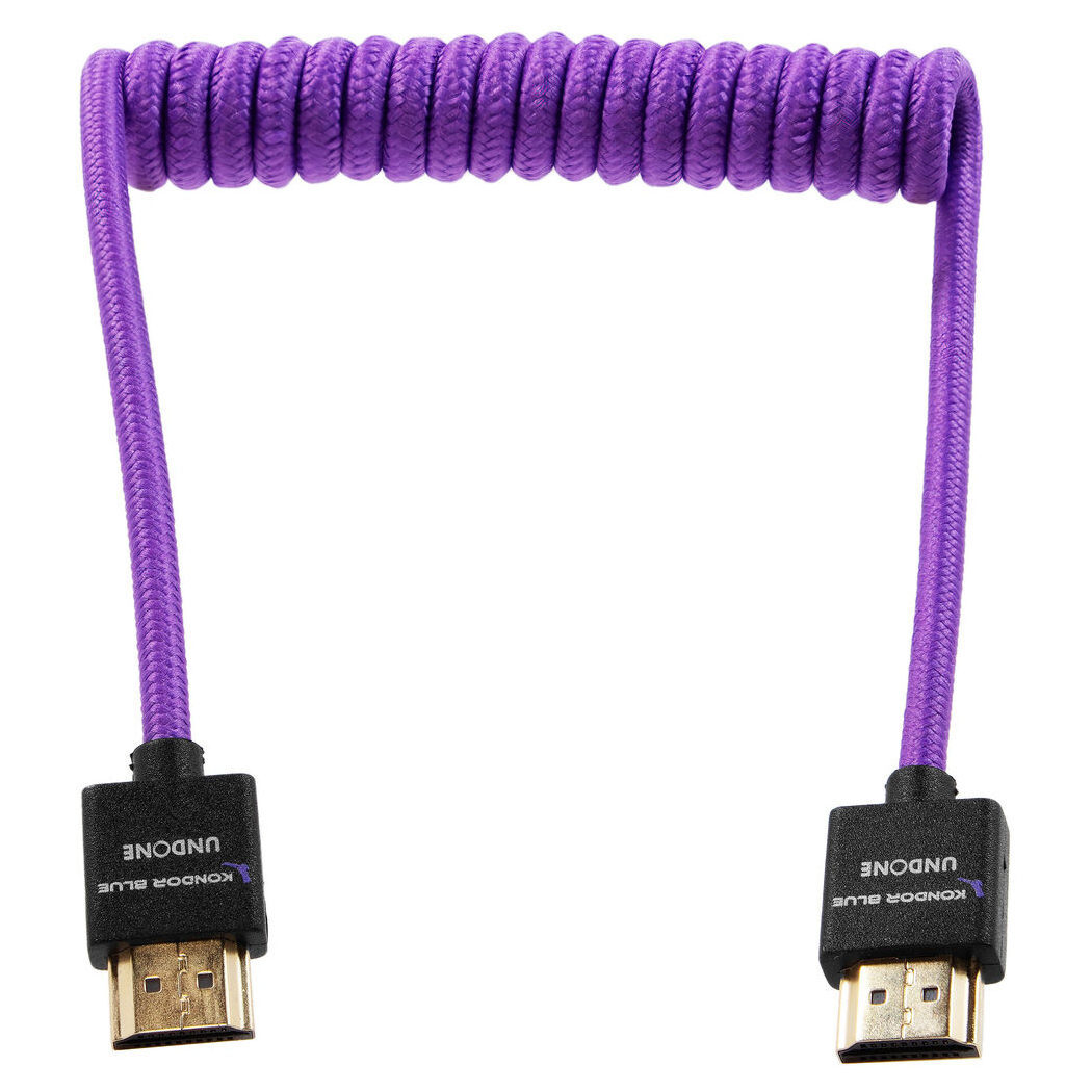 Kondor Blue Kondor Blauw Coiled Full HDMI Cable (12-24"") MK2 Gerald Undone Paars