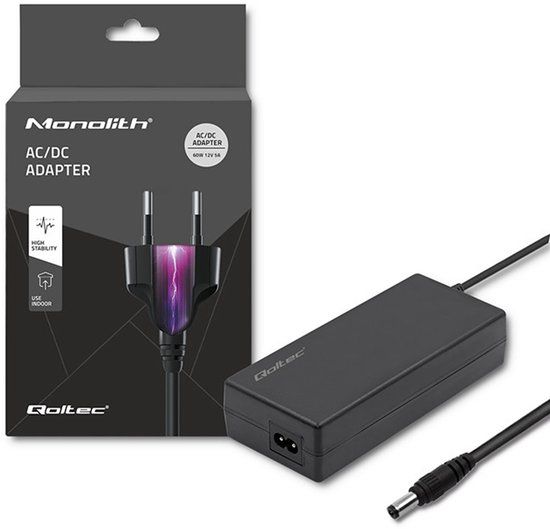 Qoltec 50796 netvoeding & inverter Binnen 60 W Zwart