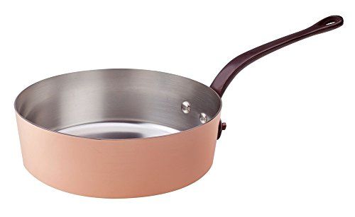Pentole Agnelli ALCU107G24 Koperarme braadpan met 1 handvat van gegoten messing, glad koper, handverzinkt, 24 cm