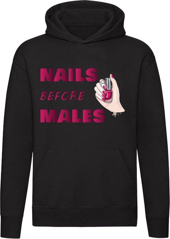 Sol's Nails before males - Hoodie - Zwart - Unisex - Maat S
