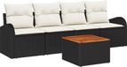 vidaXL Tuinbank Set 5-delig Zwart/Crème Polyrattan