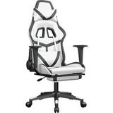 Icecat Chaise de jeu avec repose-pieds, similicuir, blanc et noir