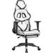 Icecat Chaise de jeu avec repose-pieds, similicuir, blanc et noir