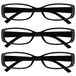 Leesbril UV Reader Leesbril Zwarte Diamonte Stijl Lezers Waarde 3 Stuks Ontwerper Stijl Vrouwen Dames UVR3093BK +2,50