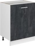 Vicco Keukenonderkast R-Line, Zwart beton/Wit, 60 cm met 1 deur zonder werkblad
