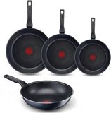 Tefal XL Force Set de poêles - Poêles Ø20/24/28cm + Wok Ø28cm - Pas geschikt voor inductie - Aluminium - Zwart