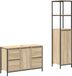 vidaXL Badkamermeubel Set 2 stuks Sonoma Eiken en Zwart 36 x 35 x 165 cm