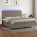 Maison Exclusive - Lit boxspring avec matelas et éclairage LED, couleur taupe, 200x200 cm, textile