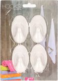 Merkloos Zelfklevende keuken/badkamer/kleding/ophang haakjes - 4x stuks - kunststof - wit