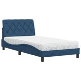 VidaXL Bed met Matras Stof Blauw 100x200 cm