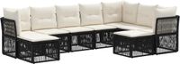 vidaXL Tuinbank - Set - 9 - st - Zwart - poly - rattan