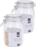 Excellent Houseware 6x stuks opslagpotten/weckpotten van glas met klem beugel deksel en afsluitring met inhoud 1000 ML - Voedsel inmaken/bewaren
