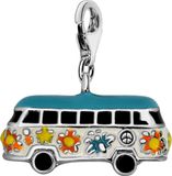 Quiges Charm Hanger 3D Hippie Bus Verzilverd Karabijnslot voor Bedelarmband QHC047