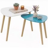 Homcom Salontafelset - MDF - Wit en blauw