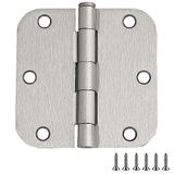 Design House 188441 Satin Nickel Door Hinge, 3-1/2-inch, 5/8-inch Radius, 12-Pack