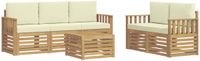 vidaXL - Buiten - bank - set - 6 - st - Wit - en - crèmekleurig - Polyester