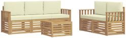 vidaXL - Extérieur - canapé - ensemble - 6 - pièces - Blanc - et - crème - Polyester