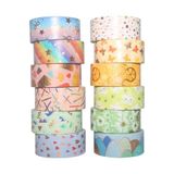 YUBX Washi Tape, 12 rollen Washi plakband set decoratieve Washi-tape schattige goudfolie bloem decoratieve masking tape scrapbooking tape voor DIY kunst & ambachten en geschenkverpakking decoratie