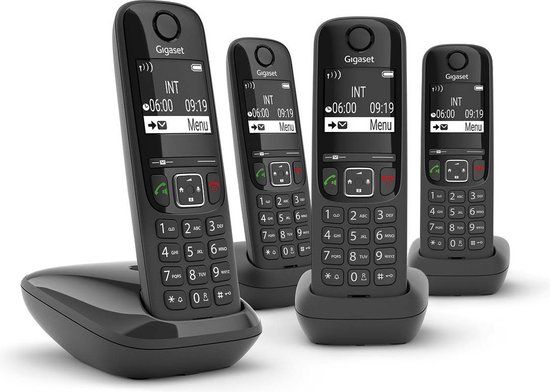 Gigaset AS690R quattro - Draadloze huistelefoon - 4 handsets - Zwart