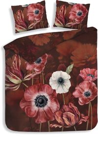 Heckettlane Bettbezug Niall - 200x200-220 cm - Baumwollsatin - Blumenprint - Rot